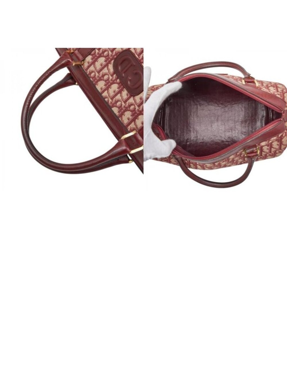Dior Trotter Mini Boston Bag Red Canvas Leather - Picture 10 of 10